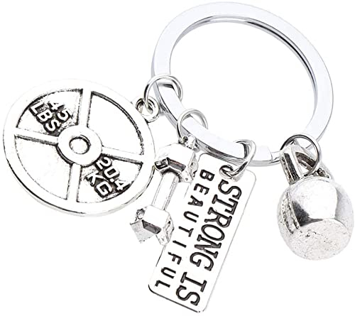 Metall Anhänger Tasche Charm Schlüsselanhänger Schlüsselanhänger Gym Sport Thema Design - Silber Design 4 Praktisches Design und langlebig