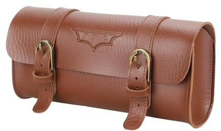 Große Satteltasche Vintage Brown Leder Lenker Fahrrad Werkzeugtasche Taschen, PU Leder Fahrradtasche Fahrrad Ledertasche Vintage Mountainbike Rahmentasche wasserdichte Radtasche MTB Tasche (Braun)