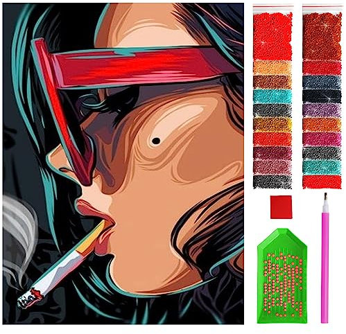 ARTULIO Diamond Painting Set Frau mit Zigarette– 5D Diamant Painting Bilder 30x40 cm mit Diamond Painting Zubehör für Kinder und Erwachsene - Crystal Art - Wand Deko