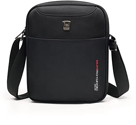 OIWAS Kleine Messenger Bag Crossbody Umhängetaschen für Herren, Mini Sling Pack Handtasche Herren Nylon Reise Geldbörse, Schwarz