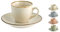 H&H Set 4 Tazze da Caffè Collezione Pearl, in Porcellana, Colori Assortiti – 2 Beige, 1 Verde, 1 Azzurro – Capacità 90 cc, Design Elegante