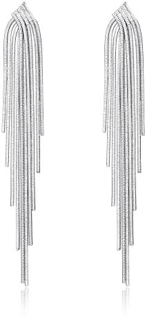 Clearine Quaste Ohrringe Mode lange lineare baumeln Tropfen Ohrringe für Damen Party Prom Silber-Ton