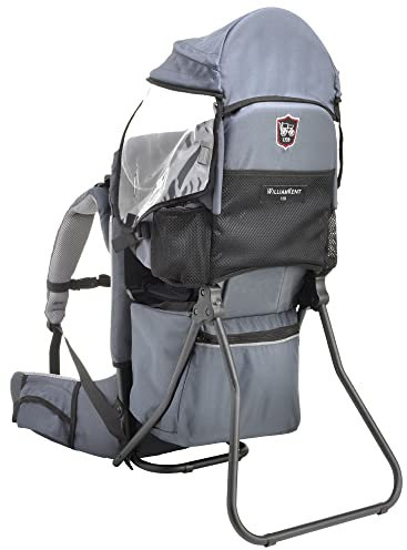 WILLIAM KENT 1733 Porte-bébé dorsal pour randonnée | À partir de 6 mois & jusqu'à 15kg | Porte-bébé tout confort bretelles molletonnées & dossier matelassé | Protection anti-humidité & canopy amovible