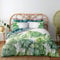 Lions Tropical Leaves Bedding Set - 3 Piece Double Duvet Cover Set with Pillowcase, Poly Cotton Reversible Leaf Printed Quilt Covers, Palm Tree Plants Bed Sets, White Green