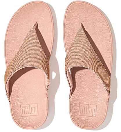 Fitflop Lulu Shimmerlux Women's Toe Post Flip Flop Sandal (Rose Gold, UK 8)