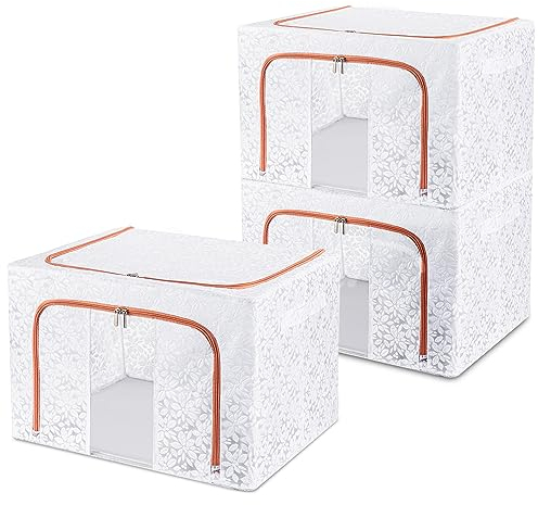 Lesfit Collapsible Storage Boxes, Large Capacity (66l), Set of 3