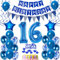 Luftballons 16 Geburtstag Dekoration Junge Ballon Deko 16. Geburtstag Junge blau Geburtstagsdeko 16 jahre Junge Geburtstag Tortendeko 16.geburtstag Junge birthday Banner Party Deko 16 Geburtstag