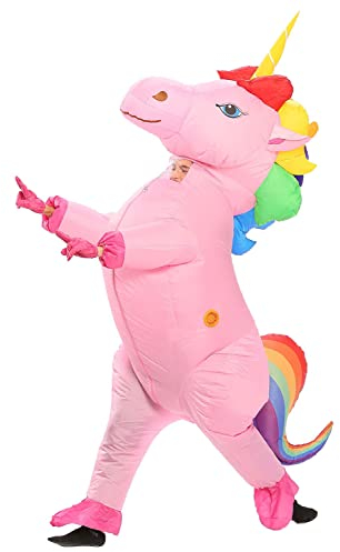 AirSuit® Aufblasbare Verkleidung Einhorn XXL | Humorvolles aufblasbares Kostüm | Größe Erwachsene 160 bis 190cm | Polyester | Angenehm zu tragen | Strapazierfähig | Aufblassystem | OriginalCup®.