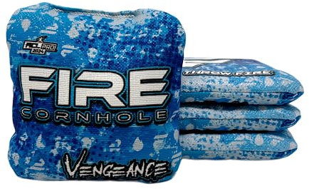 FIRE CORNHOLE | Cornhole Bags | ACL Pro Approved | Weather Resistant | Regulation Size and Weight | Vengeance Series | Set of 4 | Made in USA (Electric Blue)
