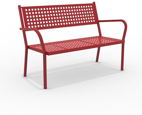 Mondo Viro Gartenbank aus Metall Alice stapelbares Sofa mit Armlehnen, 148 x 53 x 85 cm (rot)