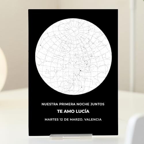 Transparent Gift Placa Personalizada con Textos Mapa Estelar. Regalos Parejas. Cuadro de Metacrilato. Placas Personalizadas. Regalos Originales para Mujer y Hombre. Regalos de San Valentín, Cumpleaños