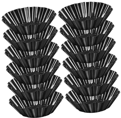 IMIKEYA 12pcs Mini Egg Tart Pan 2 Inch Non-Stick Tart Pans Non-Stick Cake Mould Carbon Steel Tart Pans Fish Tank Background Tartlet Molds Cupcake Mold Cookie Molds Chocolate Non Stick