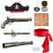 8-teiliges Piraten-Accessoires-Set - Cosplay-Piraten-Halloween-Dekorationen - Piratenkostüm-Teleskop, Kompass, Piraten-Augenklappe, Plastik-Piratenpistole, Plastik-Piratenschwert, Piratenhut