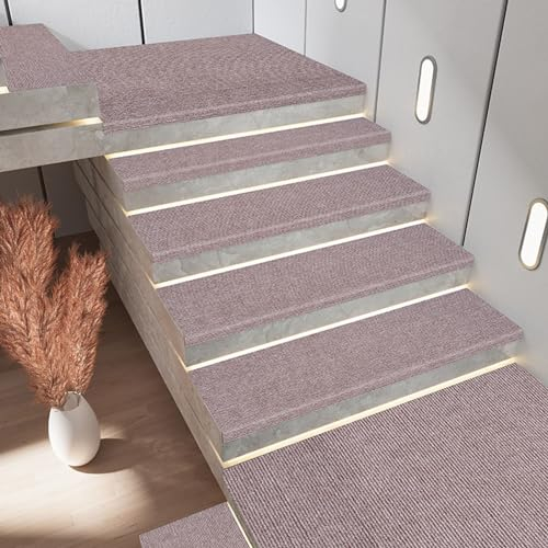 BangDon Rutschfeste Stufenmatten zum Abziehen und Aufkleben, selbstklebend, für Innenbereich, Treppenläufer, Teppich, Abdeckmatte für Holz-Marmor-Glas-Stufen, 76,2 x 20,3 cm, Rosa, 5 Stück