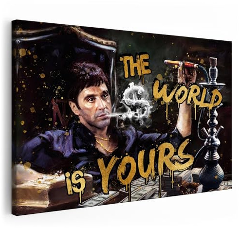 Artmazing | Scarface Shisha Bild bunt | S-Art Bilder | Scarface Shisha Bilder Modern | Coole Wandbilder Wohnzimmer | Wandbild Scarface Shisha Deko XXL | Bild Leinwand XXL | Scarface Shisha Bilder Wand