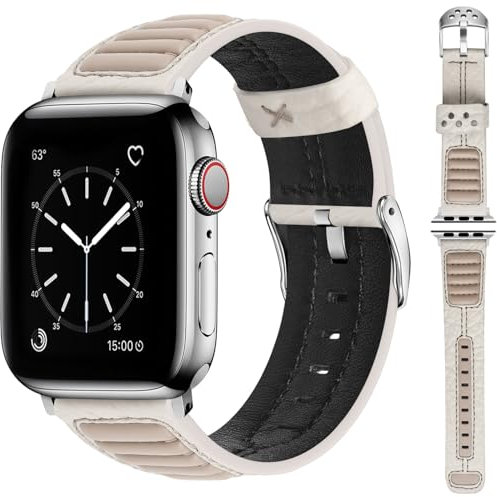 Fullmosa Kompatibel mit Apple Watch Armband 46mm 45mm 49mm 44mm 42mm 38mm 40mm,Herren Leder Ersatzarmbänder für iWatch Series Ultra 2 Ultra Series 10 9 8 7 6 SE 5 4 3 2 1