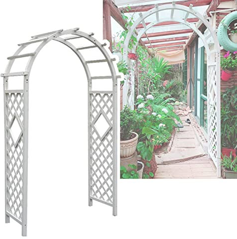GLFNB Tonnelle en Treillis pour Arche de Jardin extérieure avec 4 piquets de Sol pour vignes grimpantes, pergola en Bois Marron/Blanc (Couleur : Blanc, Taille : 140 x 225 cm)