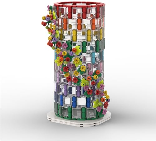 SAYN Vase Bausteine Bauset mit Sockel für Lego Blumen, 490 Teile Buntes Transparentes Vasen Modell mit Sockel, Kompatibel mit Lego 10280 10313 Blumenstrauß (ohne Blumenstrauß)