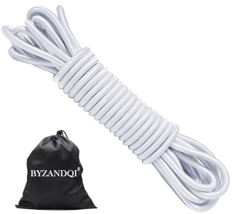 BYZANDQI Gummiseil Expanderseil 8 mm 10 m Weiß - Planenseil Spannseil Gummileine für Anhängerplane Plane Zelte Netz Banner (Weiß, 8mm x 10M)
