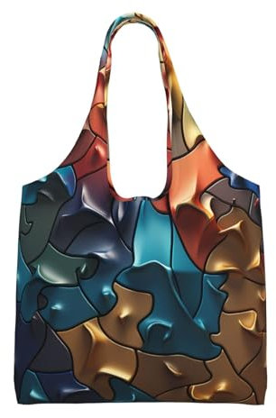 VducK Tote Bag for Women Raised Jigsaw Puzzle Tote Bags with Zipper Large Capacity Casual Shoulder Handbags