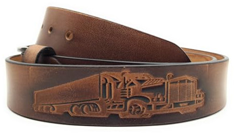 Lemasi echt Leder Herren Gürtel Ledergürtel Büffelleder Trucker LKW Truck braun 4cm breit (95cm)