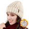 Mütze Damen Winter Beanie Damen Mit Weich Fleece Gefütterte Mütze,Beanie Mütze Damen Strickmütze Damen Mütze Winter,Wintermütze Damen Warm,Beige Mütze Damen Weiß Winter Outdoor Warme Mützen,56-60cm