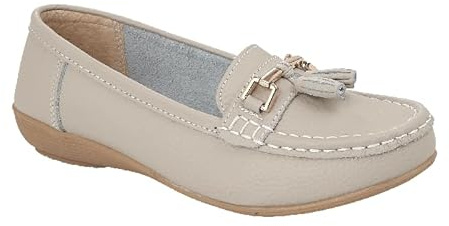 Jo & Joe Ladies Wide Fit Flat Leather Tassel Moccasins Loafer Nautical Shoe Plimsole Pumps Womens