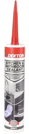 Dekton Kitchen and Bath Sealant (Grey) - Multi-Purpose Acrylic for Indoor Applications, UV Resistant, Flexible, Easy Application, Excellent Adhesion to Wet Surfaces & Paintable