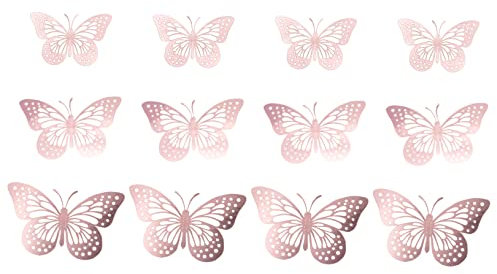 WATIIFUFU 12 Pièces Sticker décoratif murale décors muraux 3d autocollants 3d d'or stickers muraux stickers muraux 3d Papier Rose Gold