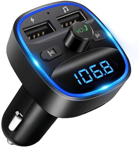 FM Transmitter, Bluetooth Wireless Radio Adapter Car Kit with 2 USB Ports Fast Car Charger MP3 Player Support TF Card & Disk- Wireless Bluetooth 5.0 Radio Adapter Car Kit PD3.0 Type C 20W+QC3.0
