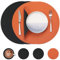Myir JUN Tischsets 4er Set, Tischsets Abwaschbar Platzsets Rund Ø 38cm Platzdeckchen Rund Doppelseitigen rutschfest Platzsets Kunstleder Leder Tischset Lederoptik (Schwarz & Orange, 4er Set)