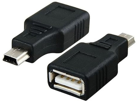 TECHZOCO Adattatore USB A a Mini USB, velocità di trasferimento fino a 480 Mbps, Femmina a Maschio, Nero
