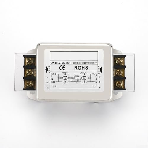 Morsettiera bipolare da 220 V, filtro di alimentazione monofase, per purificazione EMI Filtro di alimentazione CW4L2-sopprime efficacemente le interferenze continue e intermittenti di impulso (6A no)