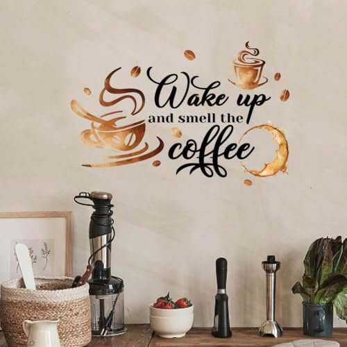 SUPERDANT Wake Up and Smell The Coffee Wall Decals and Stickers for Cafe Decor and Gifts for Coffee Lovers
