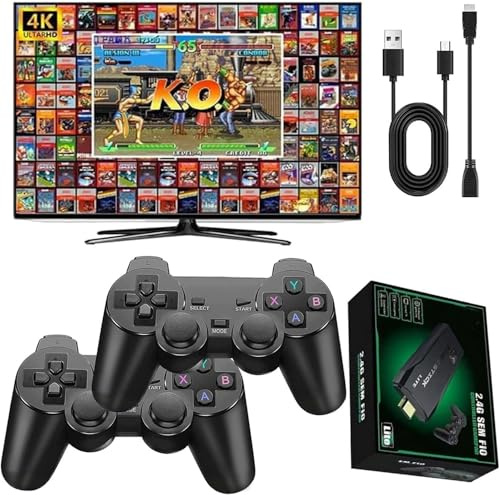 Retro Konsole Spielkonsole Game Stick Retrolink, 21500+ Spiele mit 2 Gamepads Plug & Play Game Stick HDMI für TV, Geschenk für Familien & Erwachsene Spiele (Familien-Edition)