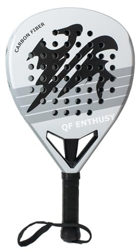 Padel Racket, Carbon Fiber Surface Padel Racquet, Lightweight, Ideal for Training/Matches (Gray)