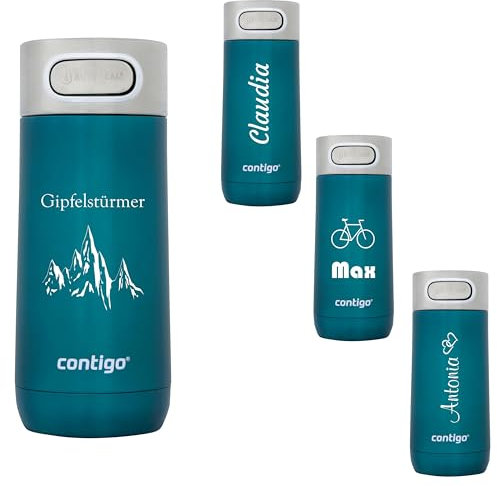Contigo Luxe Autoseal Thermal Mug with Engraving - Name Stainless Steel Insulated Mug, Travel Mug, Coffee Mug to Go, Leak-Proof, Easy-Clean Lid, BPA-Free, 360 ml (Biscay Bay)