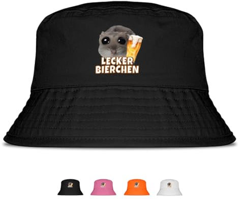 Lecker Bierchen - Lustiger Fischerhut – Der perfekte Sonnenhut für Herren & Damen – Ideal als Malle-Outfit, Party-Accessoire & Festival-Eimerhut für den Strand | Farbe Schwarz