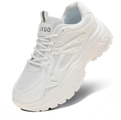 LUXGO Chunky Turnschuh Weiss und Schwarz Originelle Moderne Vegane Plateau Sneaker Damen