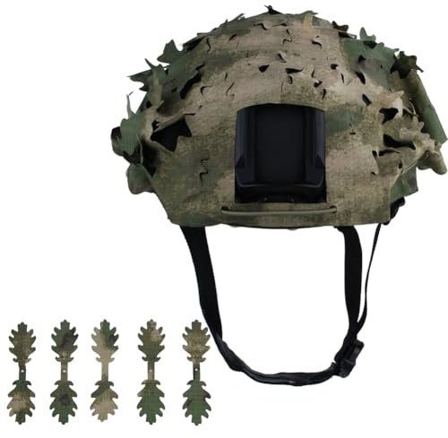 Hrlace Taktischer Helmüberzug Fast Helmbezug Tarnung Airsoft Helm-Abdeckung Militärausrüstung Kampf schnelle Helmabdeckung für Paintball Jagd Schießen Ohne Helm Dschungel-Ruinen#2