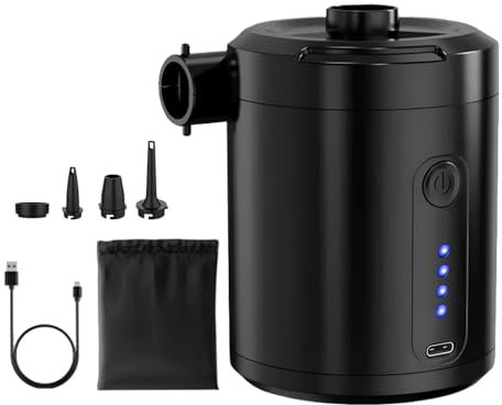 Bomba de Aire para Inflables - Inflador Eléctrico Recargable Type-C para Colchones - Compresor Silencioso con Boquillas para Exteriores, Globos Y Tiendas De Campaña Inalámbrico
