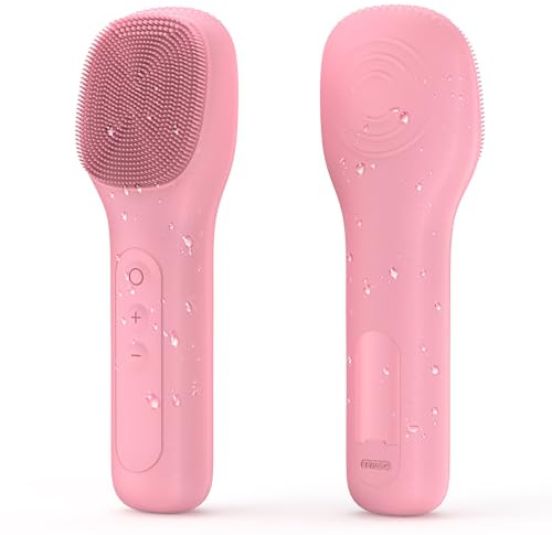 Brosse de nettoyage du visage rechargeable étanche pour nettoyer exfolier le visage masser exfoliant électrique pour femmes et hommes (Light Pink)