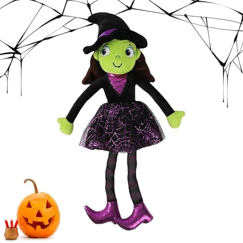 Halloween Doll,Halloween Stuffed Witch Doll for Girl - Lovely Soft Skin-Friendly Decor for Indoor Offices Bed Party Girls Kids Living Room Decoration