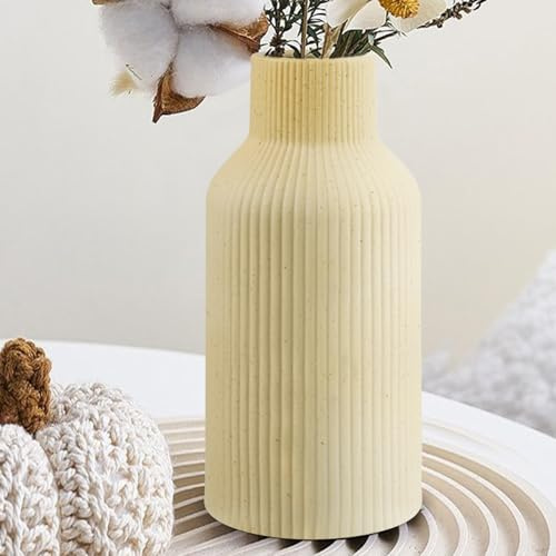 YADOBIG Pampasgras Vase, 20cm Blumenvase Keramik Vasen für Blumen, Beige Blumenvase Boho Vase für Schlafzimmer Dekoration, Modernes Boho Skandinavische Deko Vasen, Beige