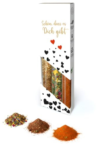 3er Gewürz Geschenkset Geschenk für Frauen Männer Geburtstag | Feinkost-Gewürzset als Geschenk für Freundin, Freunde, Frauen und Männer - ideal zum Geburtstag oder als Dankeschön