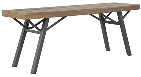Frdhee Bank Außen Parkbank, Gartenbank 120 cm Massivholz Akazie für Wintergarten, Terrasse, Garten