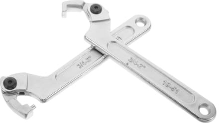 MUCKLILY 2PCS Water Meter Cap Removal Tool with Hook Spanner Round and Square Nut Wrench 19-51mm Adjustable Portable Water Meter Nut Opener for Plumbing Maintenance