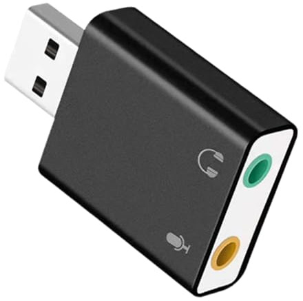 Carte Son USB - 3,5 mm, d'aluminium, Adaptateur de Carte Son USB, stéréo Externe | Interface Audio numérique pour PC Portable, Enregistrement de karaoké, Accessoire d'actua