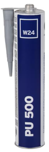 W24 PU500 Mastic-colle polyuréthane pour carrosserie gris 310 ml | Polyuréthane à prise rapide pour métal, verre et plastiques compatibles; joint souple, étanche et recouvrable.