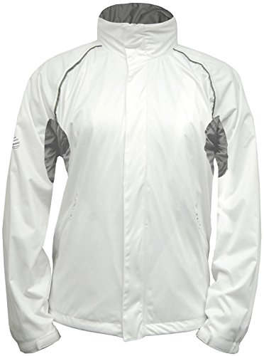 Green Play Sports Unisex White Mesh Lined Waterproof Jacket with Concealed Hood
